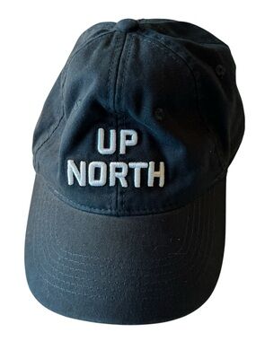 Up North Ski Snow 3D Embroidered Black Strap Back Baseball Cap OS